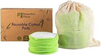Reusable Makeup Remover Pads (14 Pack) - Eco-Friendly Cleansing | Soft, Absorbent, and Gentle on All Skin Types | Includes Washable Mesh Bag & Kraft Paper Storage Box