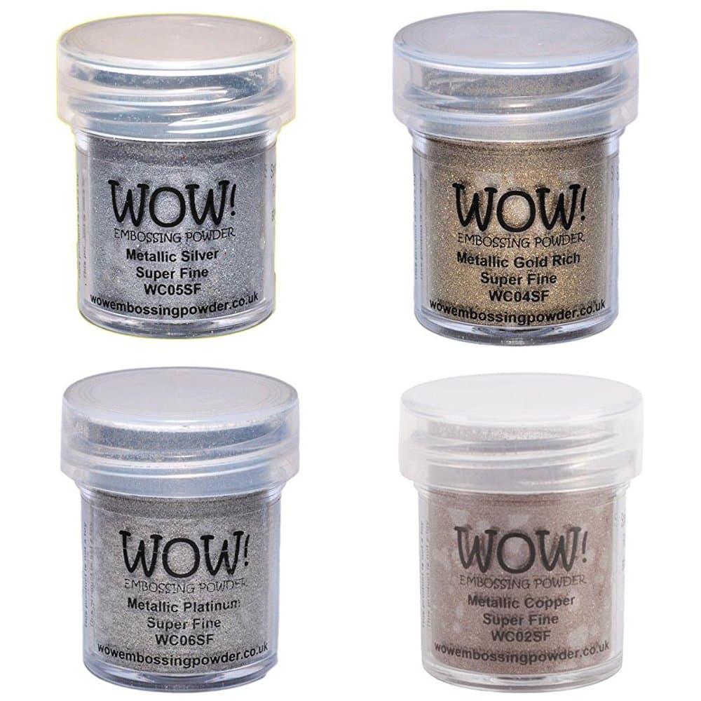 Wow! Embossing Powder Metallic Bundle: Gold, Silver, Platinum and Copper, 15ml (1) (1, Brown)