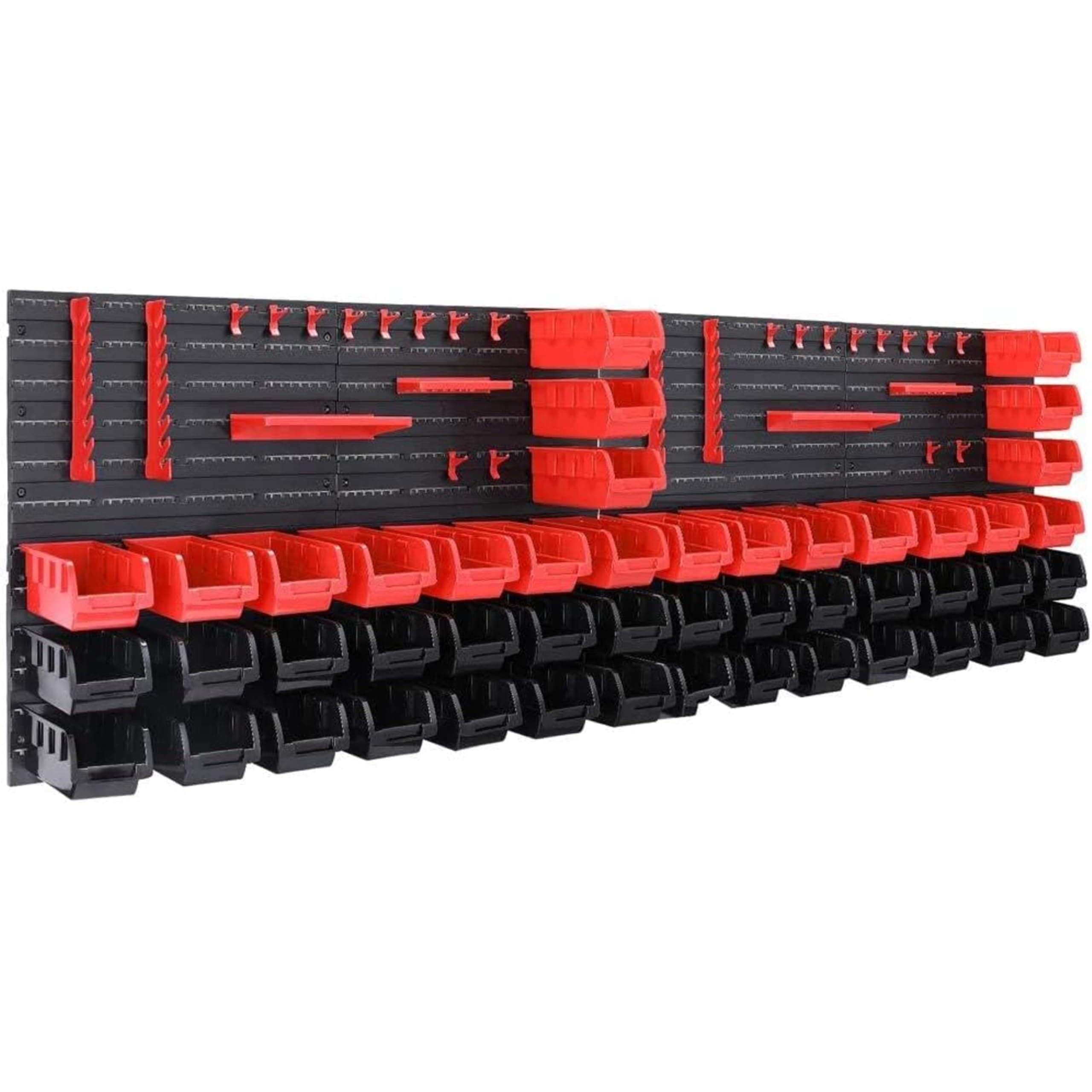 DEUBA® 86 Piece Garage Wall Racks with Storage Boxes & Wall Panels for Workshop, Craft Organiser, Pegboard Tool Rack Stackable Small Parts Bins Plastic Storage Box Tools Organiser