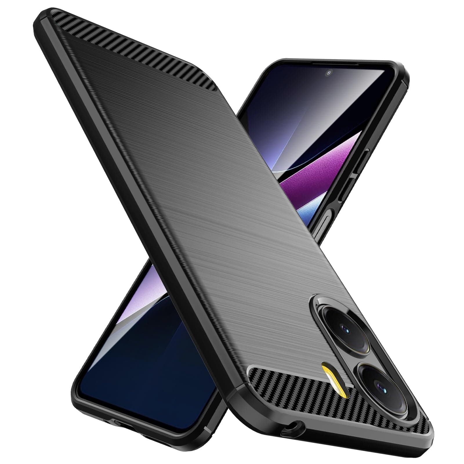 Designed for Xiaomi Poco X7 Pro Case,Flexible TPU [Brushed Texture] [Anti-Slip] Shockproof Military Protection Bumper Phone Case,Slim Case Cover for Poco X7 Pro,Black