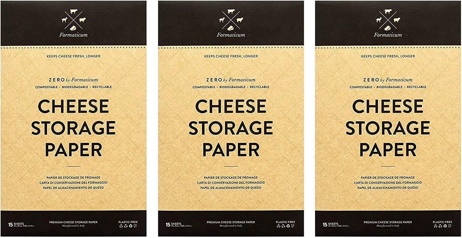 FormaticumZero Cheese Storage Paper, Compostable, Biodegradable, and Plastic-Free Paper to Keep Cheese and Charcuterie Fresh, 9 x 13 Inches, 45 Total Sheets (3 Boxes)