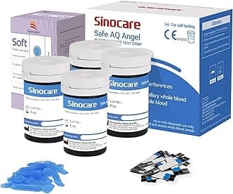 Diabete Blood Glucose Test Strips x 100 & Diabetes Lancets x 100, Safe AQ Angel Test Strips, Blood Sugar Test Strips for Safe AQ Angel Only