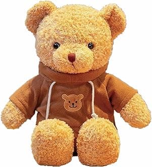 11.8 inches Teddy Bear Stuffed Animals Soft Plush Cute Teddy Bear with Hoodie Doll for Boys Girls (Brown)