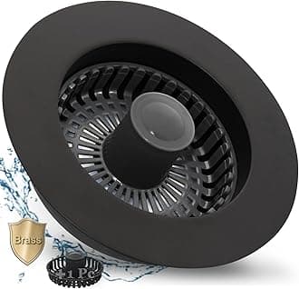 BAOLSLS 3 in 1 Kitchen Sink Stopper, Pop Up Kitchen Sink Drain Strainer, with an Extra Basket Strainer, Kitchen Sink Drain Stopper for US Standard 3-1/2 Inch, Brass Material Electroplate Black