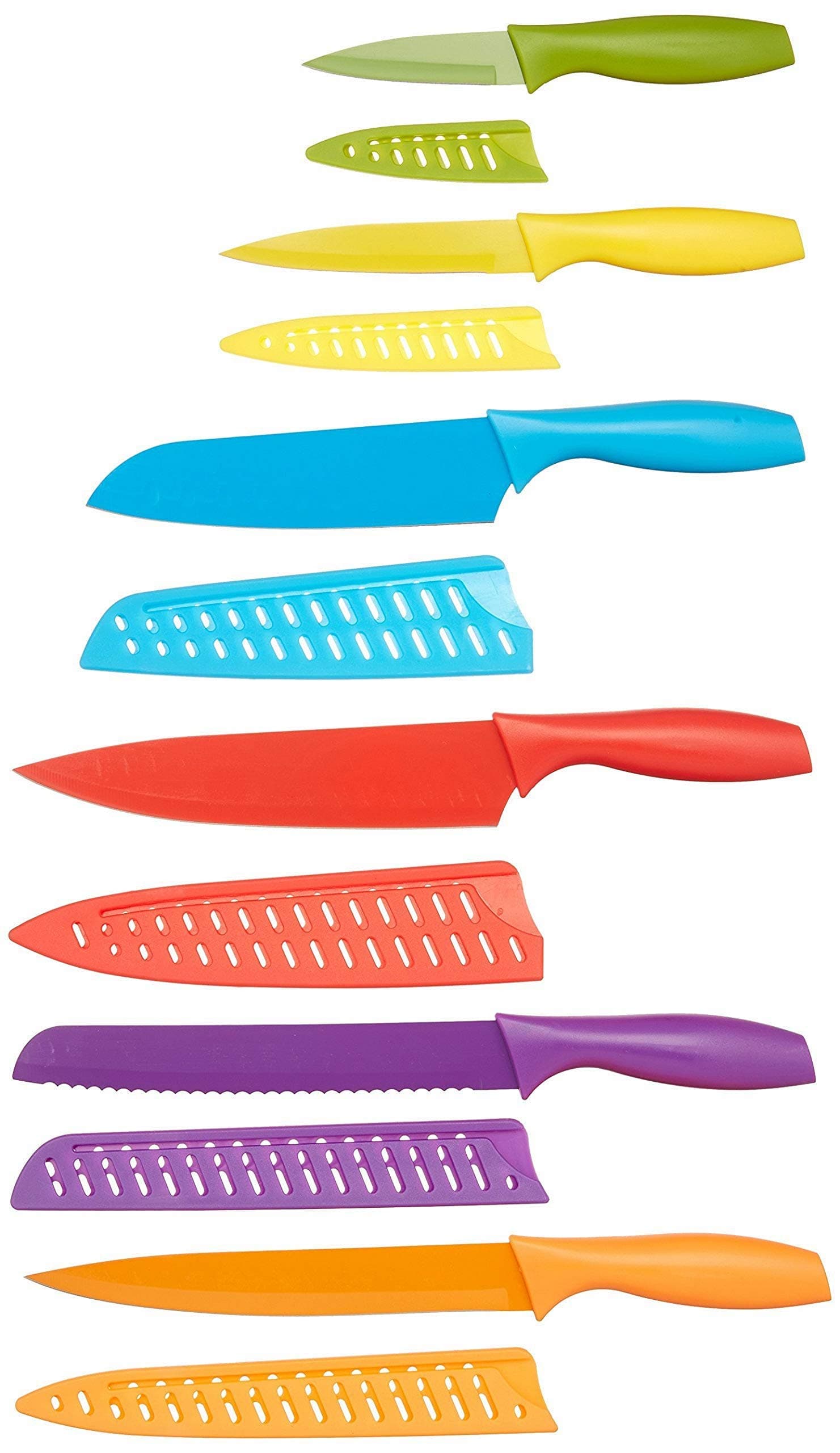 Amazon Basics 12-Piece Knife Set, Multicolor