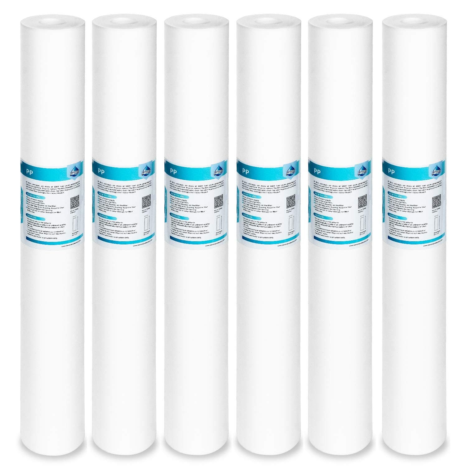 Membrane Solutions 5 Micron Sediment Water Filter Replacement Polypropylene Cartridge 20"x2.5" for Whole House Filter System - 6 Pack