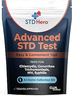 STD Hero Advanced STD Test Kit – at Home Screening for Women & Men – Private Home Use Kit for Accurate Testing Including MGen – Easy Sample Collection & Fast Lab Results – Discreet Delivery