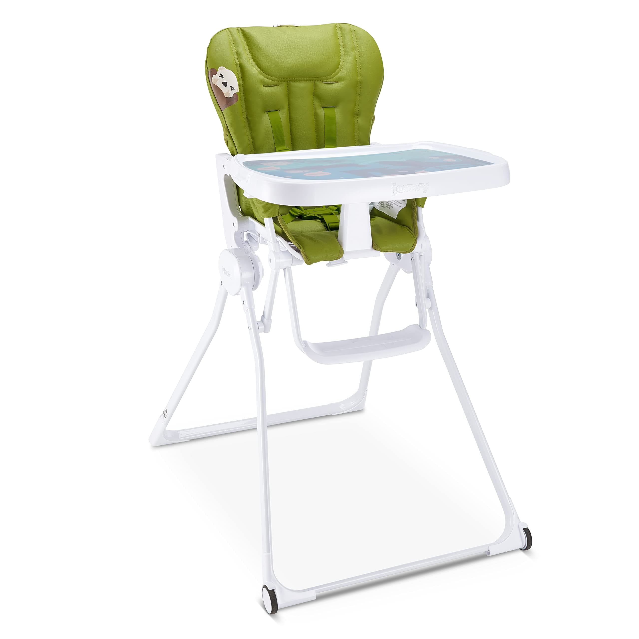 JoovyNook NB High Chair Featuring Four-Position Adjustable Swing Open Tray, 3-Position Reclining Seat, and Front Wheels - Southern Sea Otter National Park Foundation Edition, Greenamole