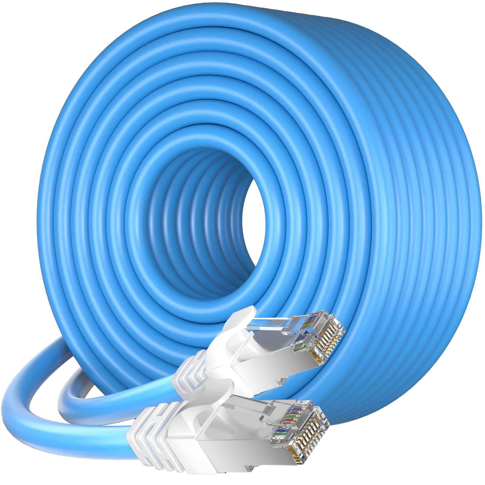 Cat 7 Outdoor Ethernet Cable (100ft), SFTP Triple Shielded Ethernet Cable Indoor, High-Speed 10Gbps 600MHz, Waterproof, UV Resistant, Direct Burial, In-Ground, Network, Internet, LAN, Cat7-100 Feet