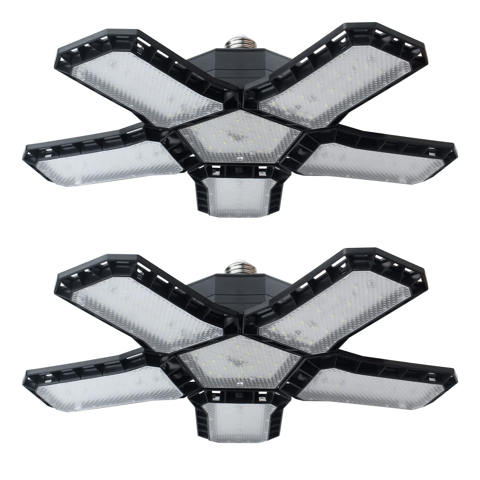 LED Garage Light With 5 Adjustable Panels, 120W 6500K Deformable Ceiling Light, E26/E27 Screw Base for Barn, Workshop, Warehouse