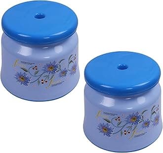 Kuber Industries Pack of 2 Bathroom Stool | Plastic Stool for Bathroom | Stool for Sitting | Anti -Slip with Strong Bearing | Patla for Toilet | Printed Design | Blue