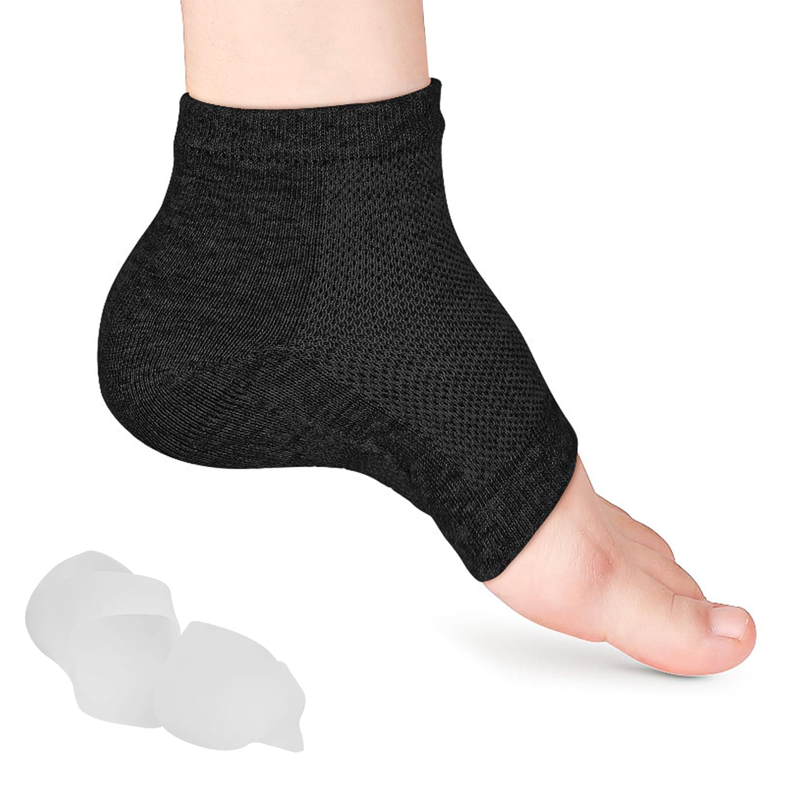 LinkideaLinkidea Height Max Socks, Half Height Increase Insoles Socks 1.8 Inch, Invisible Shoe Lift Heel Pads for Men & Women 1 Pair (4.5cm, Black)