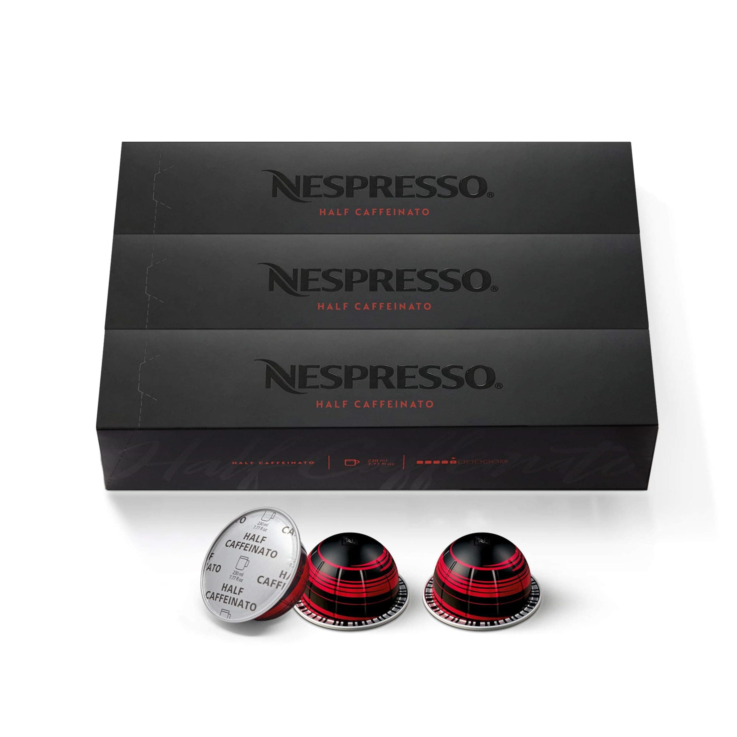 Nespresso Capsules Vertuo, Half Caffeinato, Mild Roast Coffee, 30-Count Coffee Pods, Brews 7.8oz.