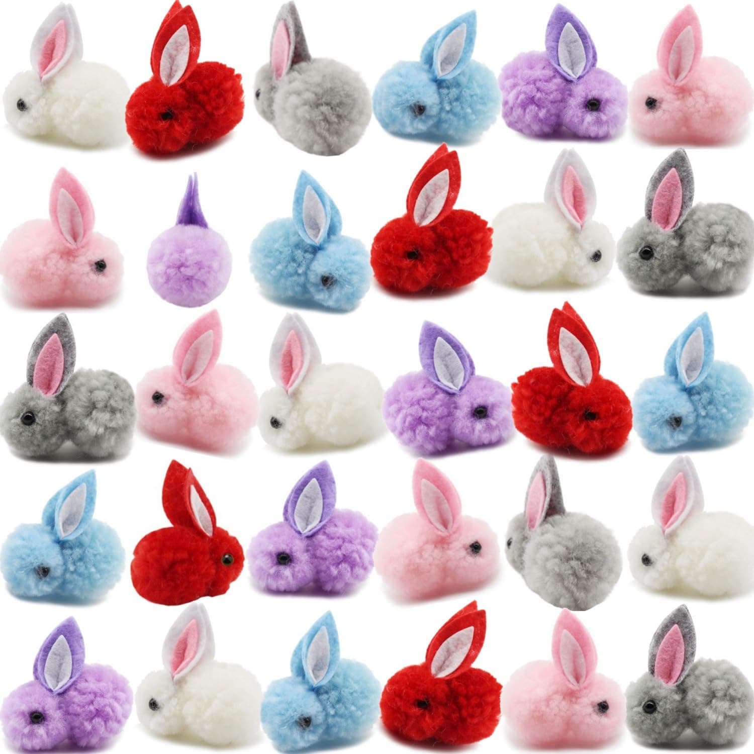 YGbridge 30 Pcs Mini Plush Easter Bunny Animals, Miniature Stuffed Rabbit, Soft Tiny Stuffed Animals Easter Bunnies Plush Rabbit for Easter Basket Stuffers, DIY Hair Clips (30)