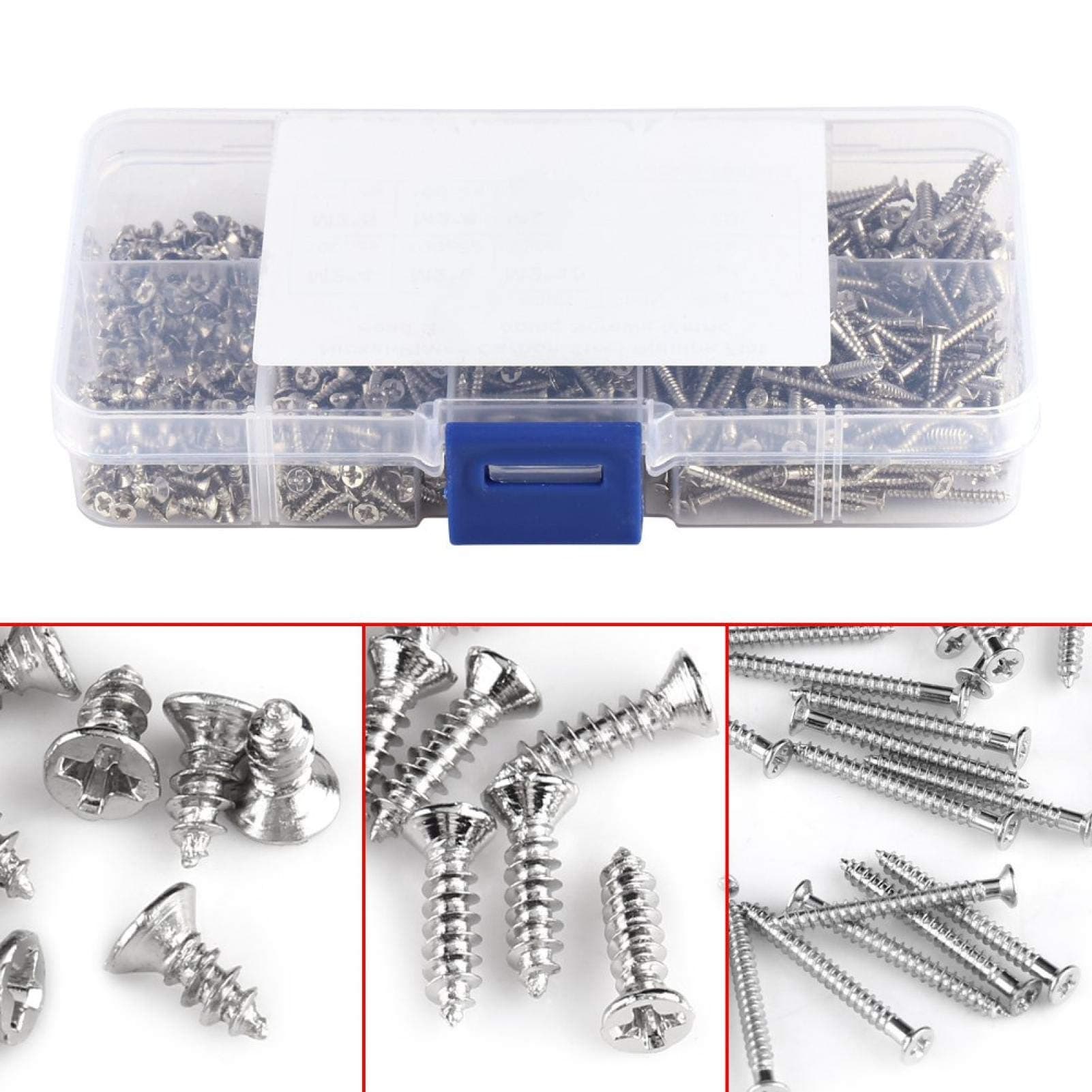 800 pieces/box Self-tapping screws, flat head self-tapping screws with cross recess M2 Wood fixing with box, self-tapping screw kit