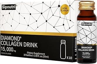 Diamond Marine Collagen Drink for Women and Men, 15000mg Hydrolyzed Collagen Peptides with Vitamin C, Pomegranate, Healthy Hair Skin Nails Joints Bones Support, 50 ml x 10 Bottles