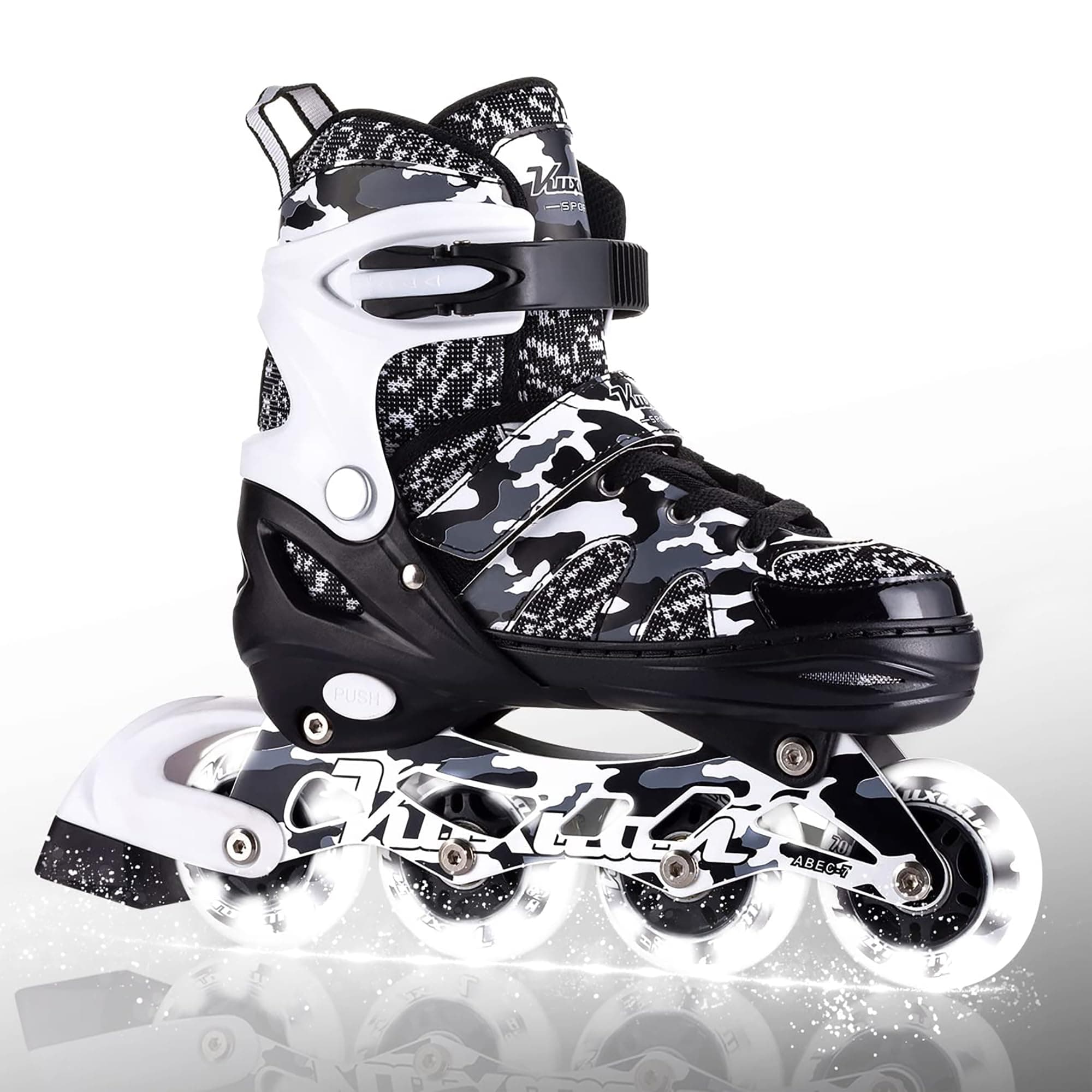 Kuxuan Boys Adjustable Inline Skates with Light up Wheels, Fun Illuminating Skates for Kids Girls Youth