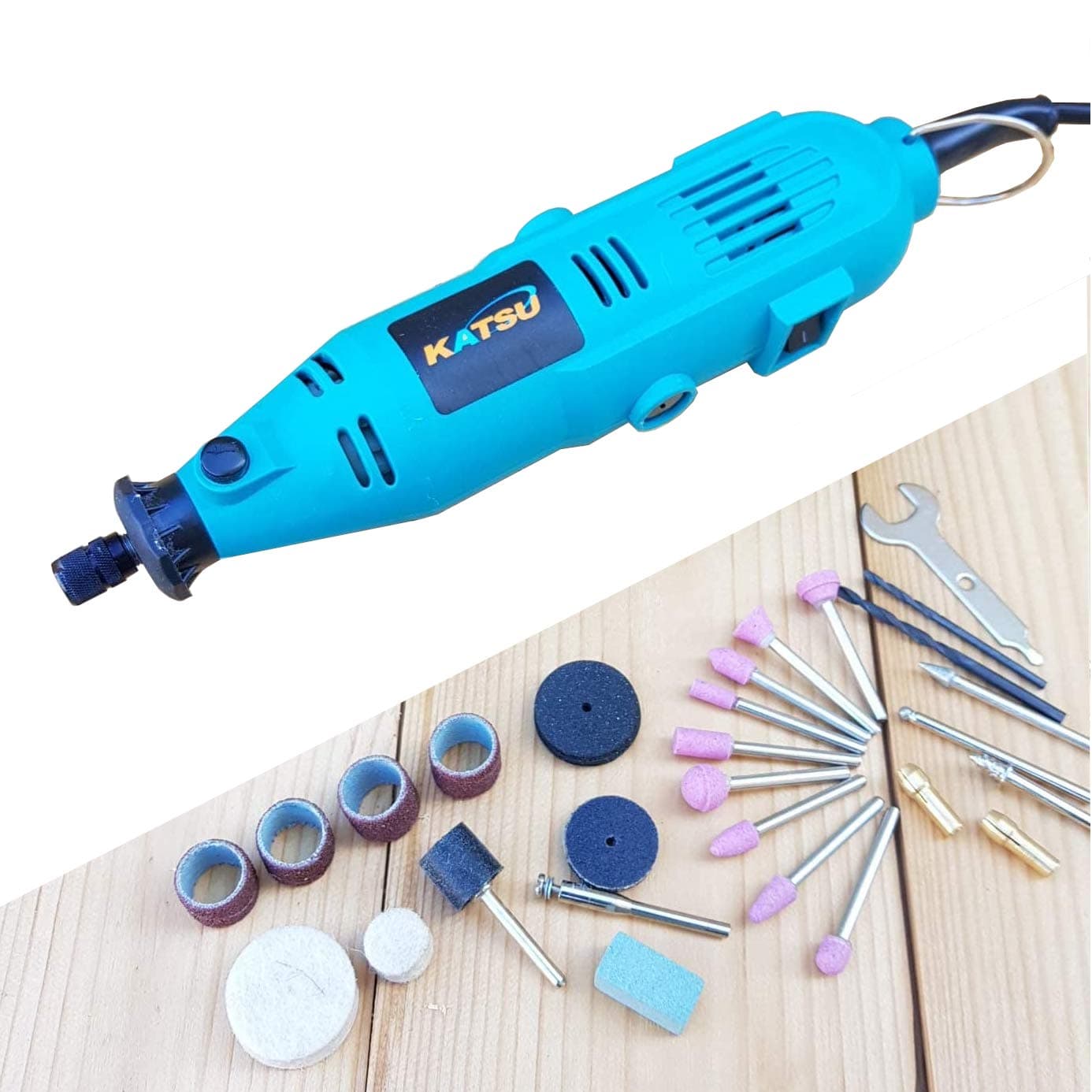 KATSU Rotary Multi Tool Kit, 135W Multi-Functional Electric Die Grinder with 6 Variable Speeds and 40PCs Accessories for Grinding Polishing Drilling Cutting DIY Creation 100089