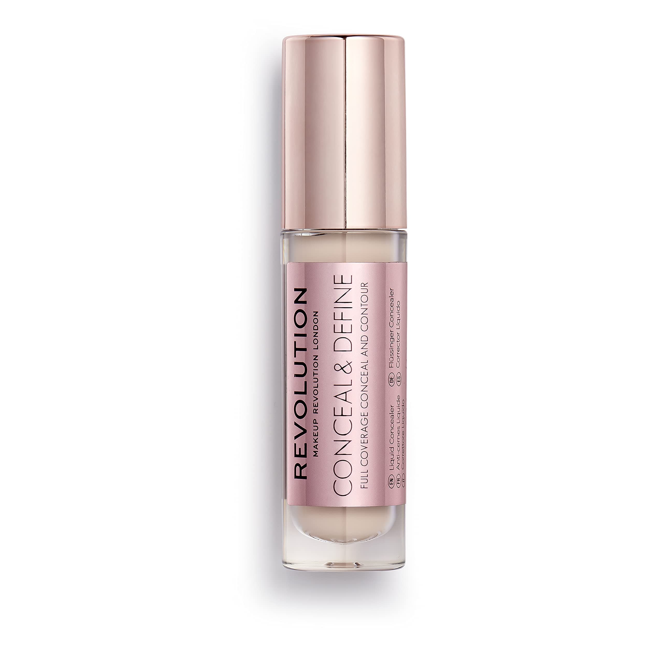 Makeup Revolution Conceal & Define Concealer, Full Coverage Makeup Concealer, Matte Finish & Long Wear, For Fair Skin Tones, Vegan, C0.5, 4ml