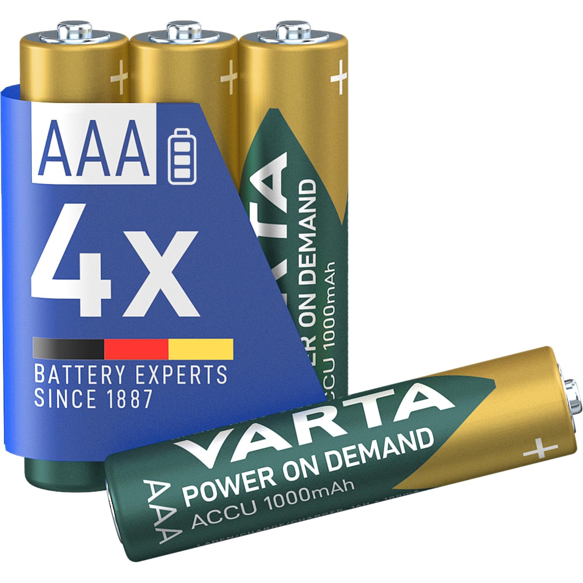 Rechargeable Ready2Use Pre-Charged AAA Micro Ni-Mh Battery (4-Pack, 1,000 mAh), Rechargeable Without Memory Effect - Ready for immediate use