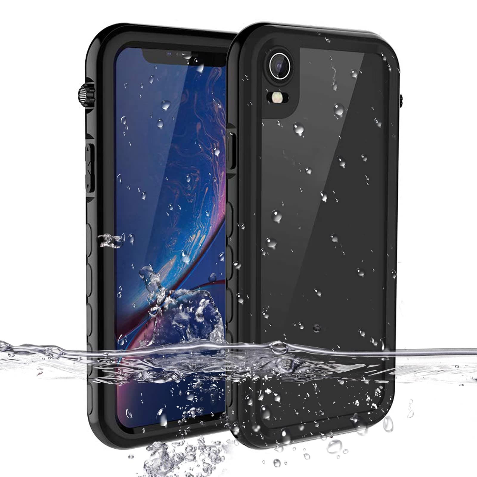 Compatible with Waterproof Shockproof Case iPhone XR,Underwater Full Sealed IP68 Certified Case Dustproof Snowproof Cover with Built-in Screen Protector Black