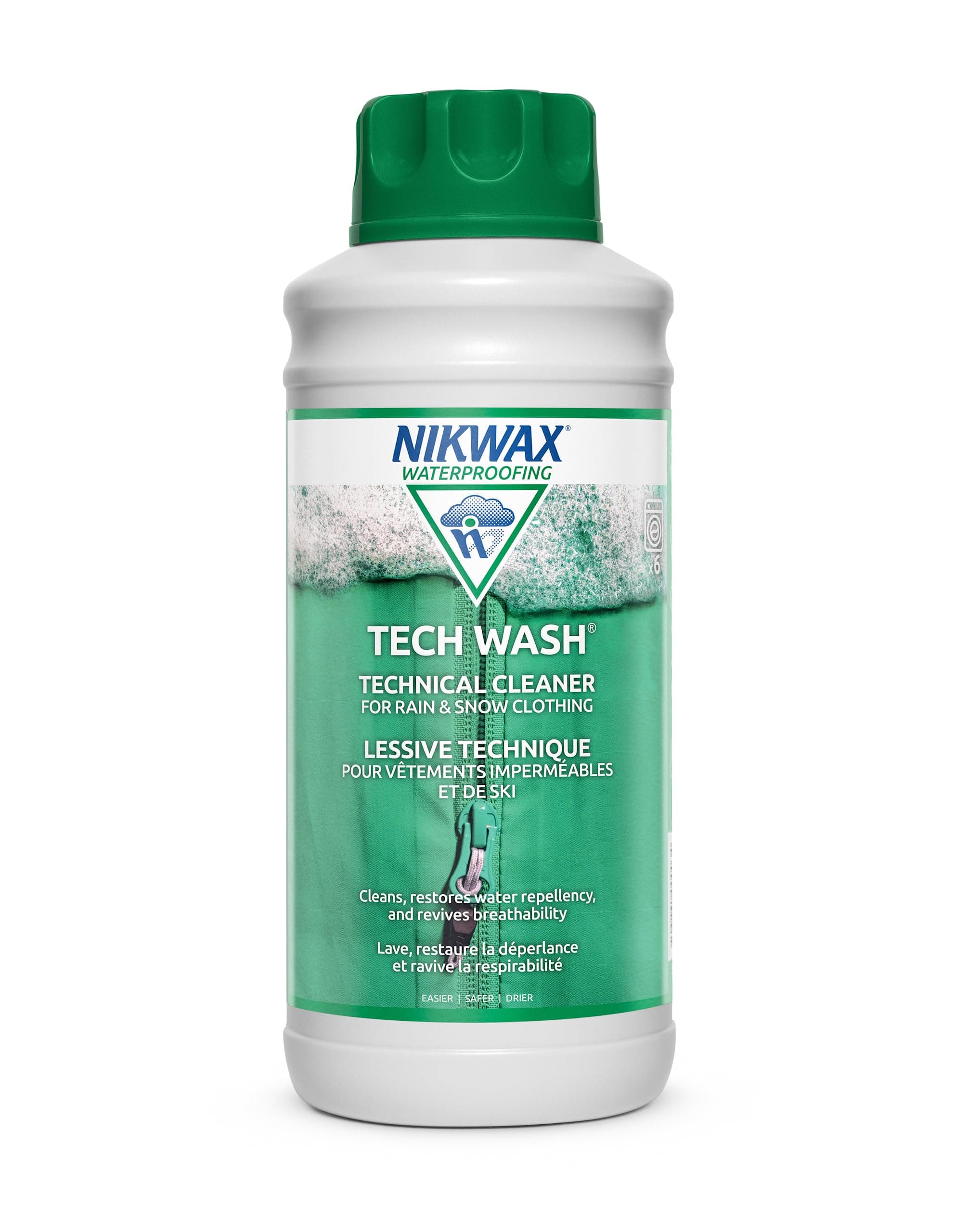 Nikwax Tech Wash 34 fl. oz Tech Wash Technical Cleaner for Jackets and Outerwear, Restores Waterproofing in Rain, Ski, and Snow Gear, Safe for Gore-Tex and DWR