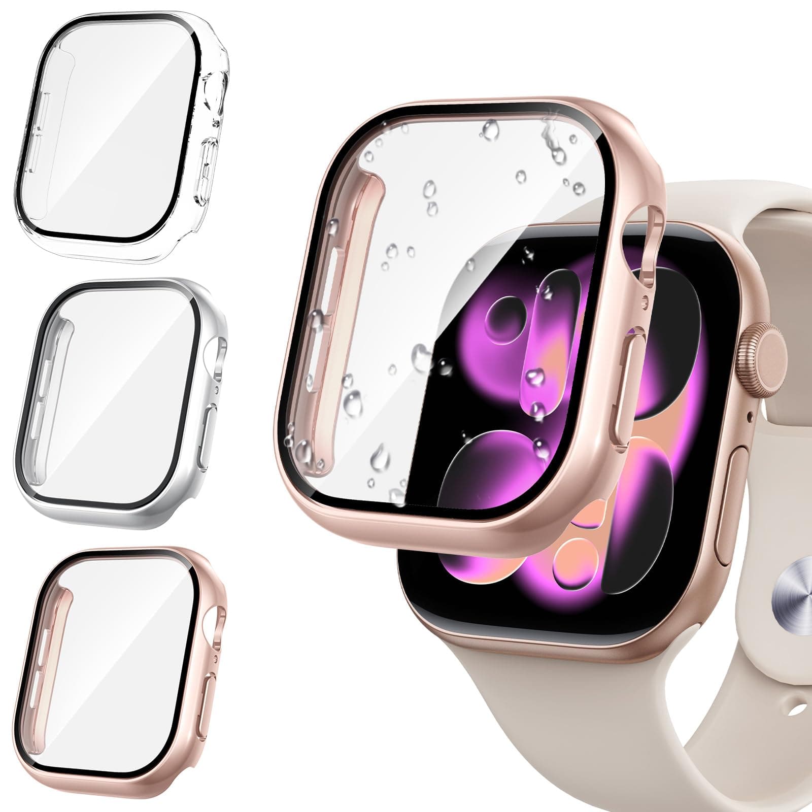 Tensea [3PCS for Apple Watch Screen Protector Case Series 11/10 42mm Accessories, iWatch Protective Face Cover for Women Men, Tempered Glass Film Hard Bumper for iPhone Watch 42 mm