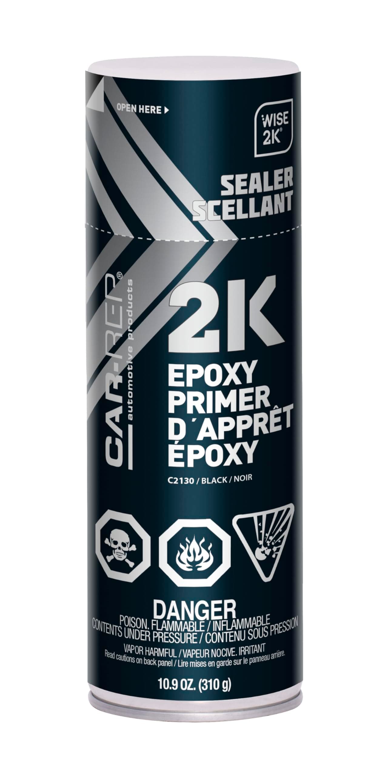 2K Epoxy Primer with Wise 2K Technology, Suitable for All Kinds of Metals, Carbon Fiber Substrates, Most Automotive Plastics, Black, 11oz Aerosol Can