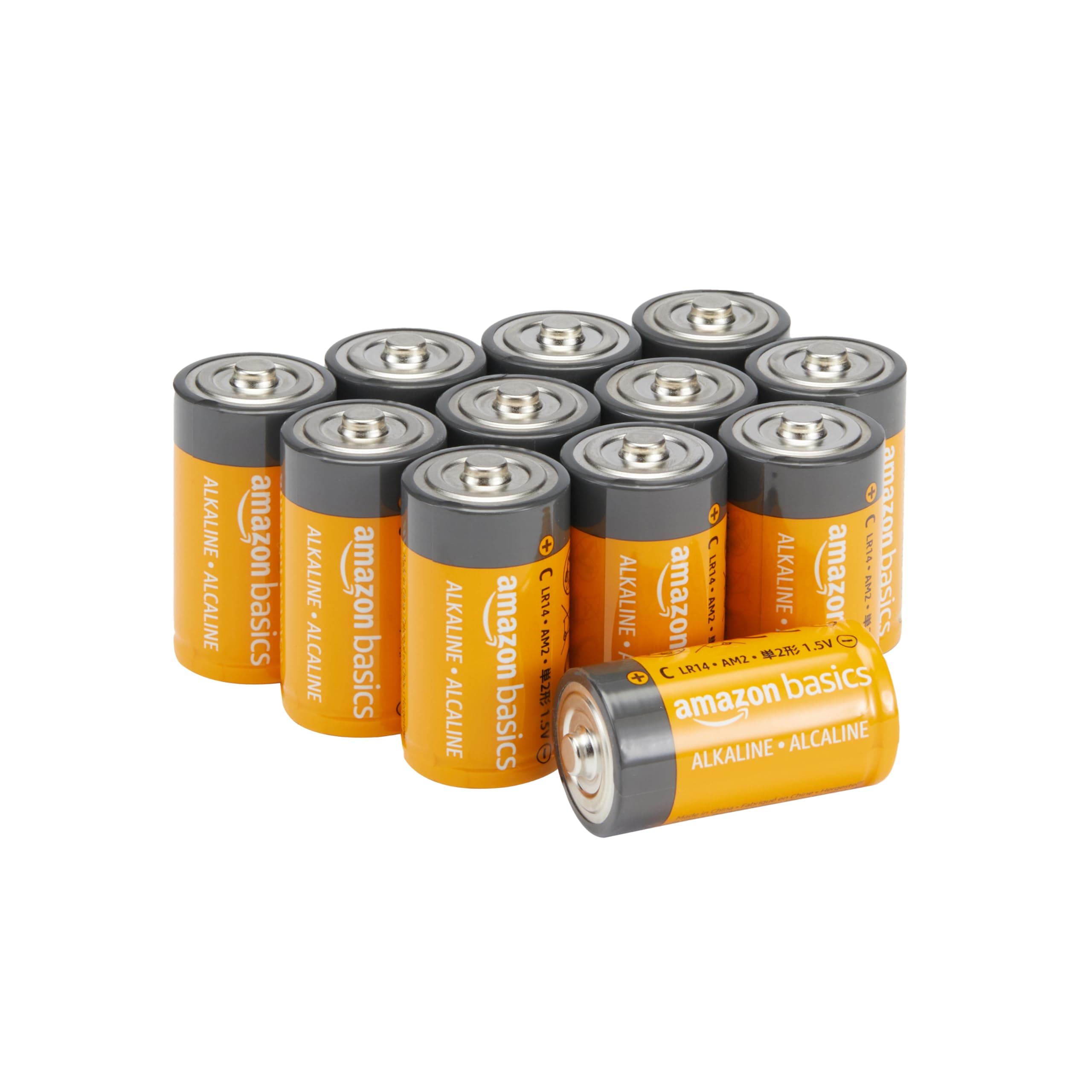 Amazon Basics C Cell Alkaline All-Purpose Batteries, 1.5 Volt, Long-Lasting Reliable Power, 5-Year Shelf Life, 12-Pack