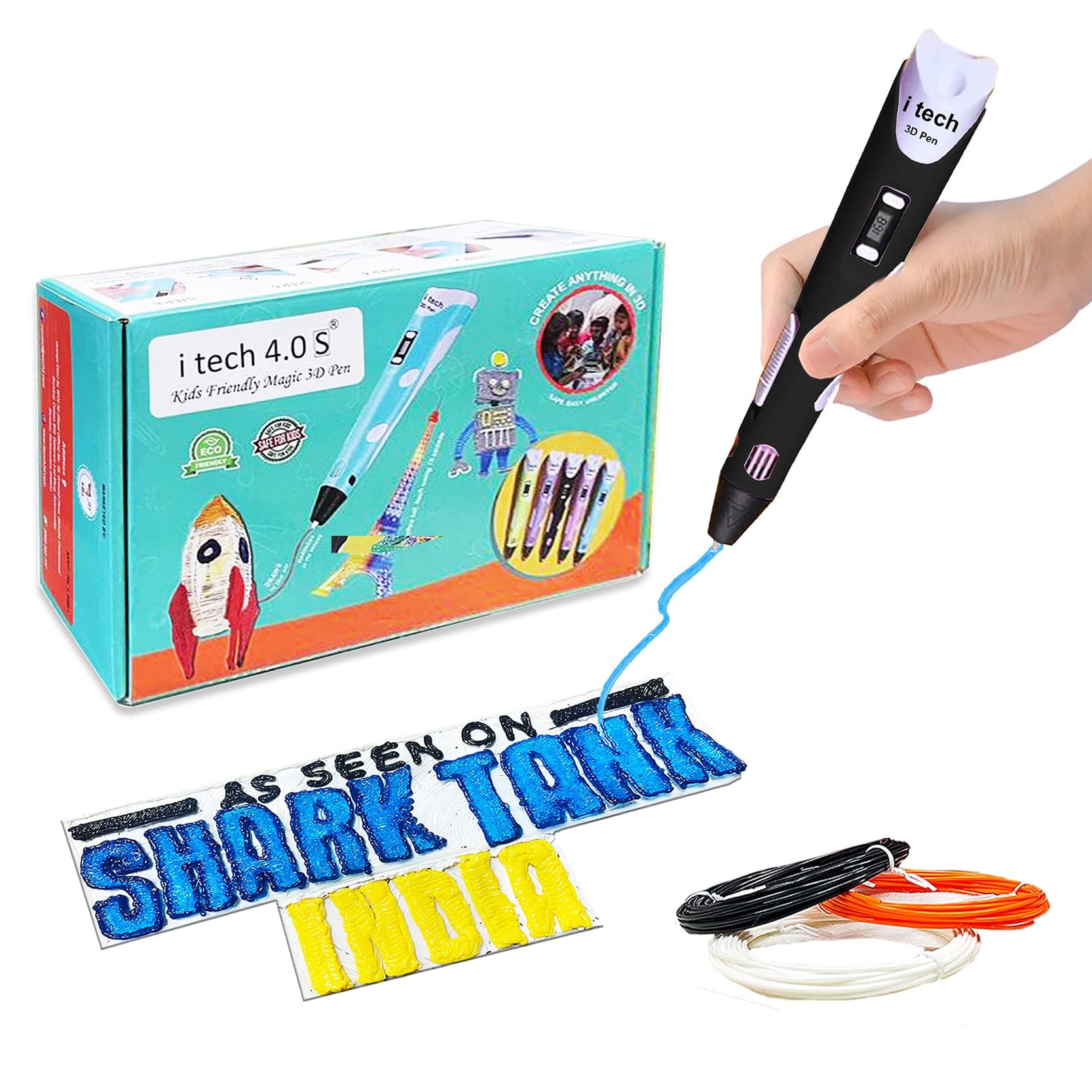 WOL3D Itech (Black) Magic 3D Pen for 3D Printing with Speed Control, Advanced Temperature Regulation, OLED Display & Ergonomic Design – Compatible with variety of Filaments for Creative DIY, Art.