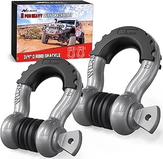 Nilight 2 Pack 3/4" D-Ring Shackle with 7/8" Screw Pin 41,887lbs Break Strength, Heavy Duty Off Road Recovery Shackle with Isolators Washers for Use with Tow Strap, Winch, Off-Road Truck Vehicle