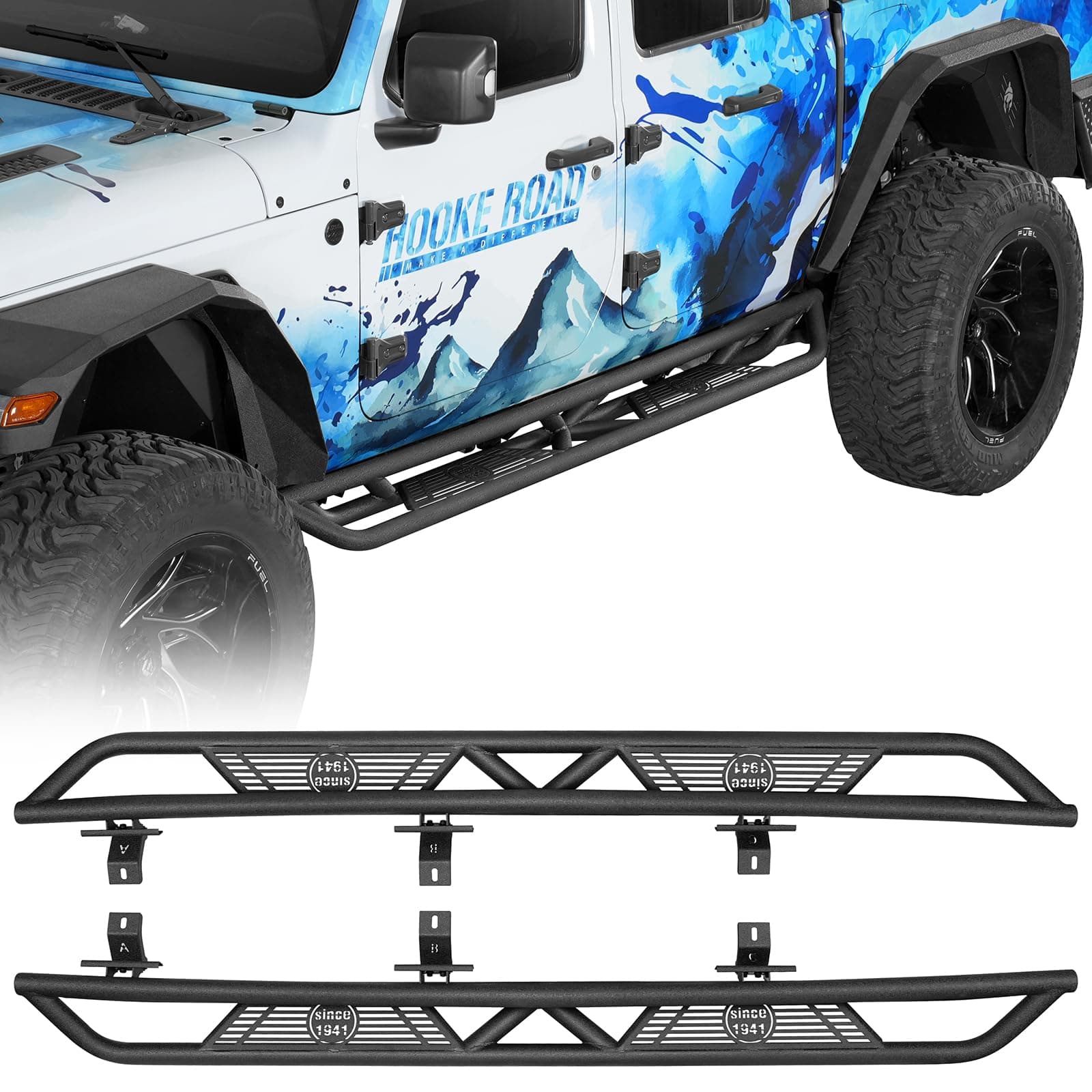 Gladiator 5.3" Drop Side Step Tube Running Boards Nerf Bar Rock Slider Rails for Jeep Gladiator JT 2020-2026 4-Door