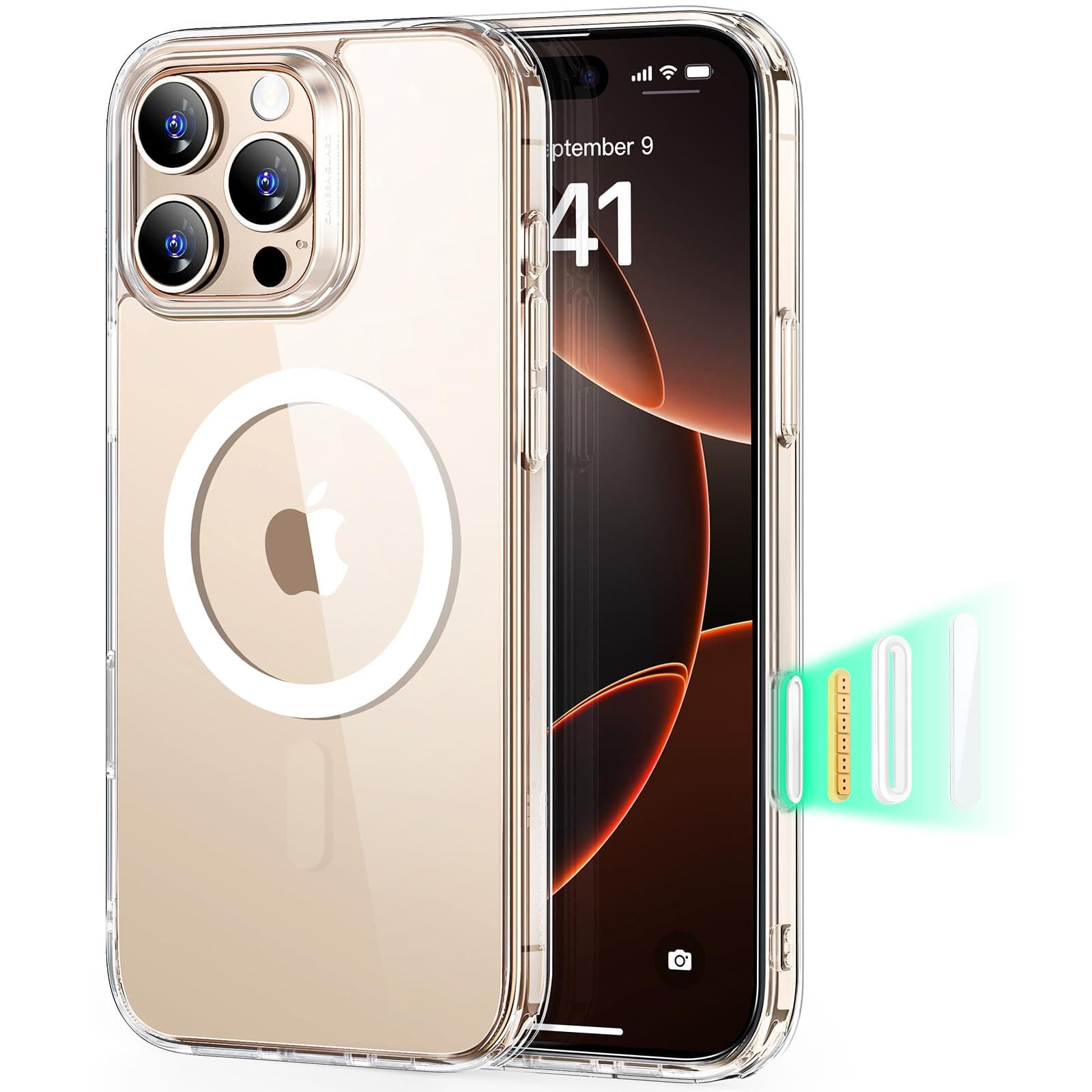 for iPhone 16 Pro Max Case, Camera Control, Compatible with MagSafe, Shockproof Military-Grade Protection, Magnetic Phone Case for iPhone 16 Pro Max, Classic Hybrid Case (HaloLock), Clear