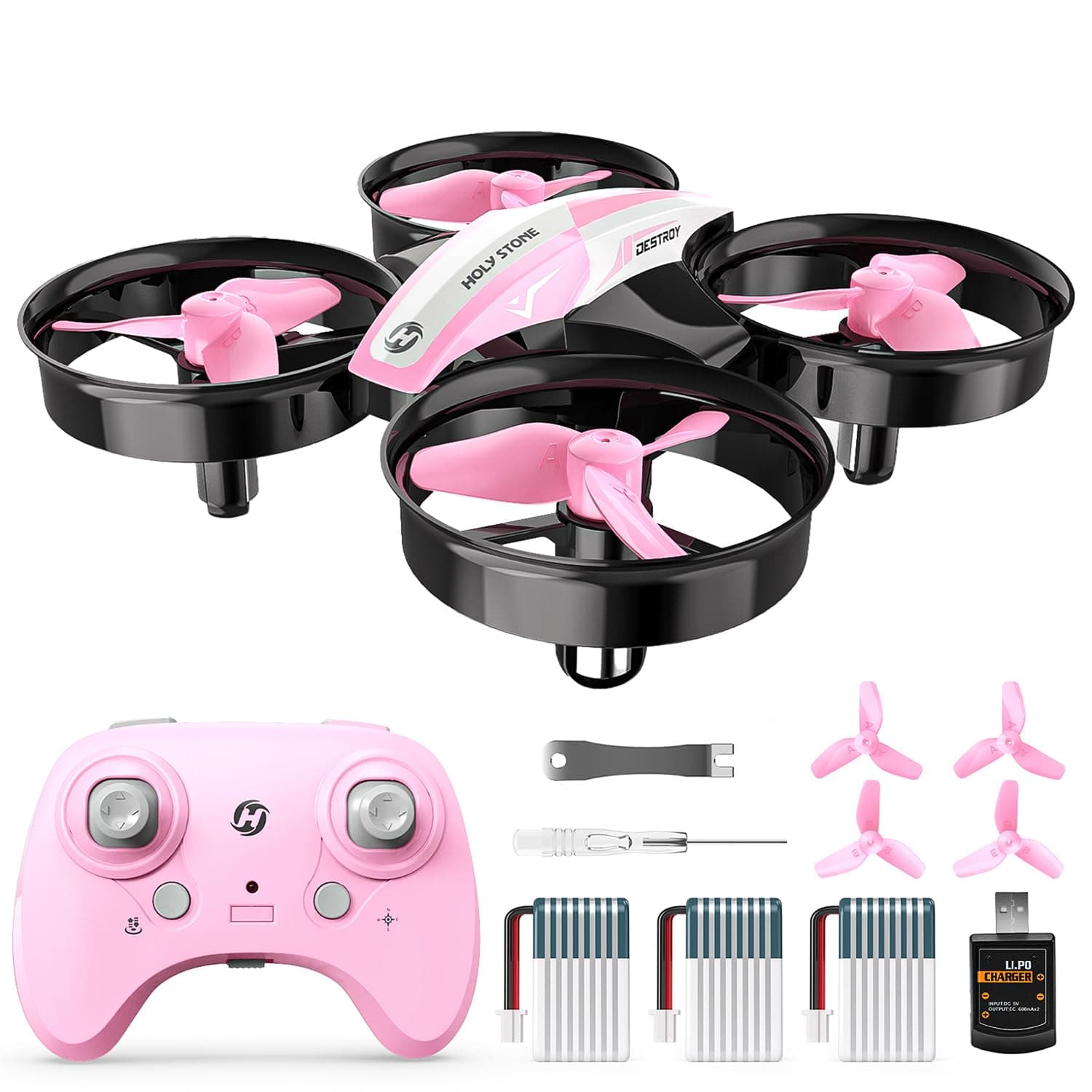Holy Stone HS210 Mini Drone for Children and Beginners, RC Quadcopter Drones with Automatic Altitude Hold, 360° Rolls, Headloss Mode, One Key Start Gift Toy for Boys Girls, Pink, C0