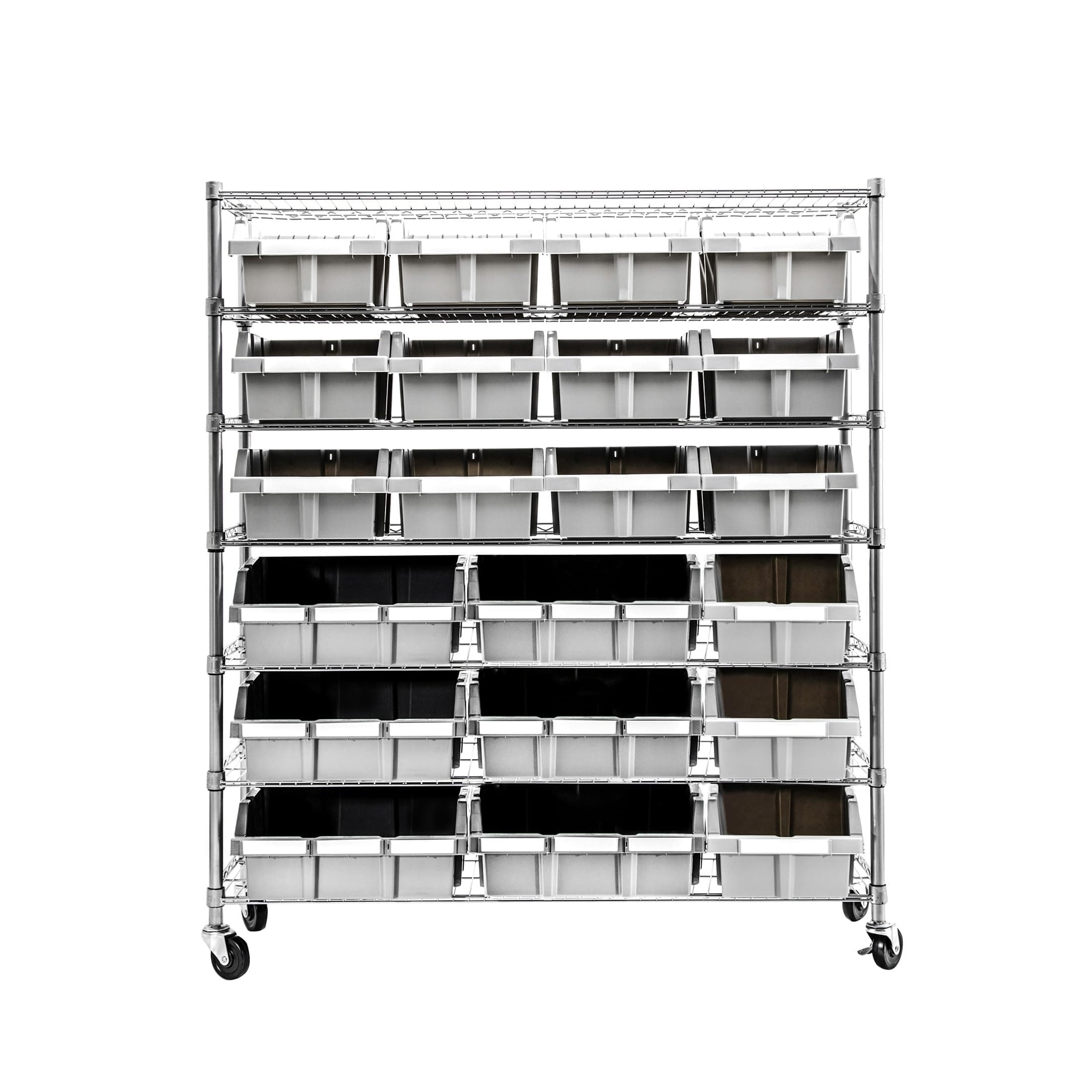 Seville Classics Heavy Duty NSF Bin Rack Solid Steel Wire Shelving Storage Unit, Patented Organizer for Garage, Warehouse, Office, Restaurant, Classroom, Kitchen, Gray, Includes 21 Bins