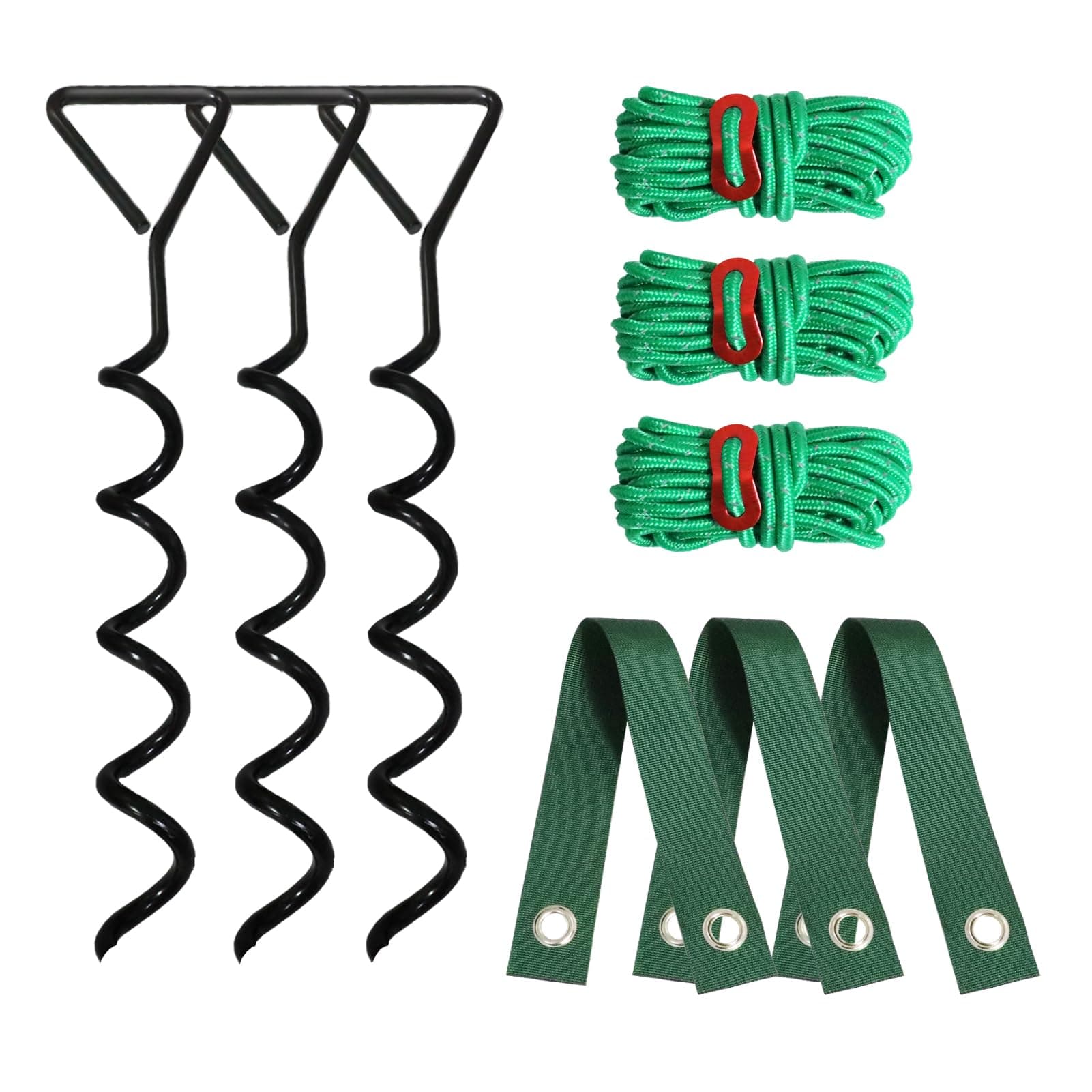 3 PCS Tree Stakes and Supports, Heavy Duty Tree Stake Kit, Steel Spiral Tree Straightening Kit for Young Leaning Trees Against Strong Wind Bad Weather