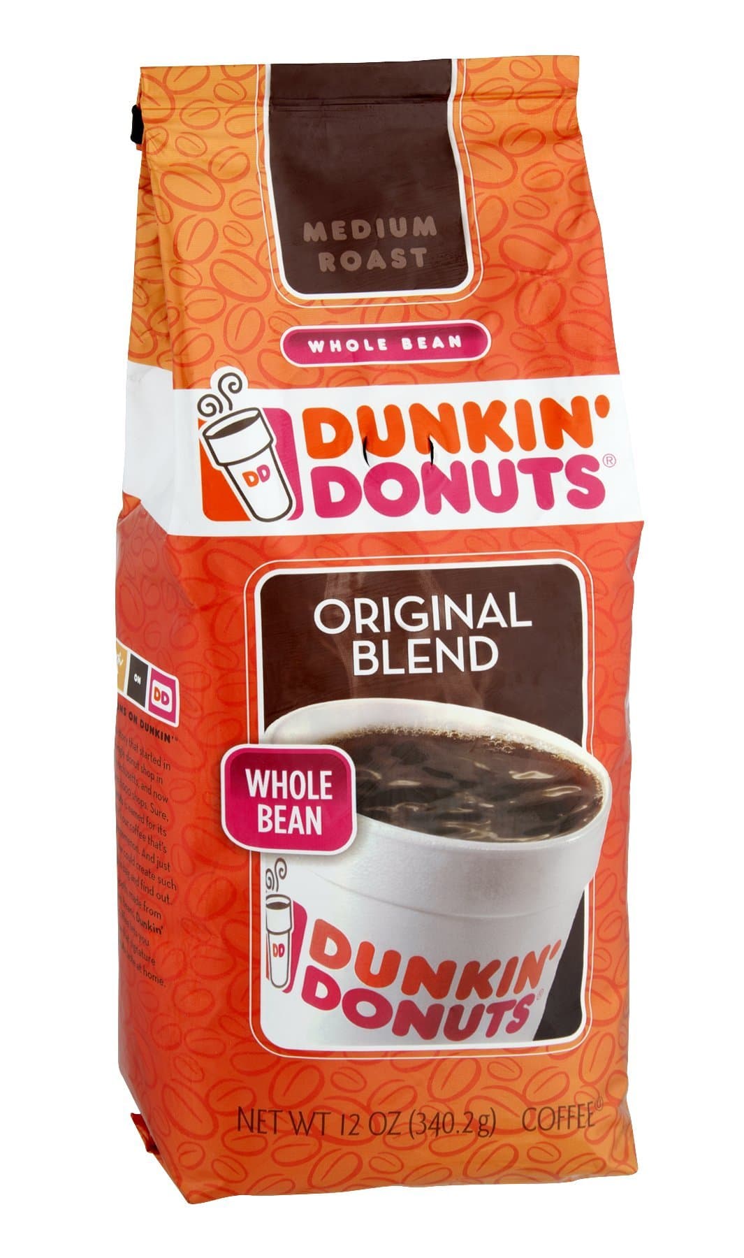 Dunkin ' Donuts Original Blend Medium Roast Whole Bean Coffee 12 oz ( Pack of 18 )