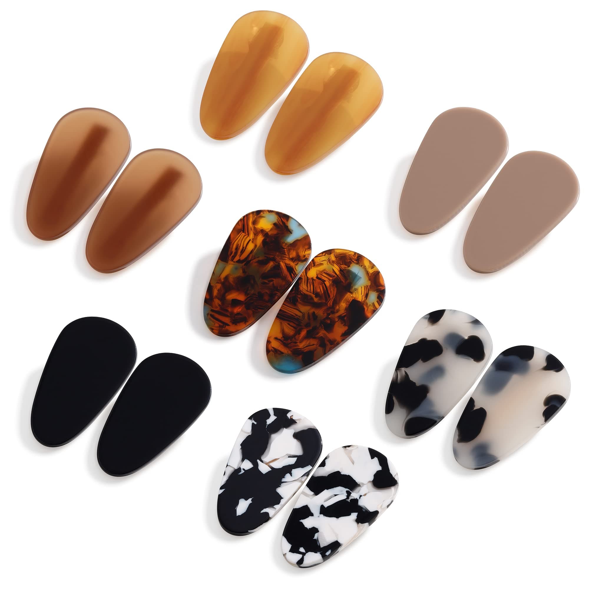 Toderoy 14PCS No Bend Hair Clips, Acrylic Resin Flat Styling Clip, No Crease Curl Pins, Bang Seamless Duckbill (Brown)