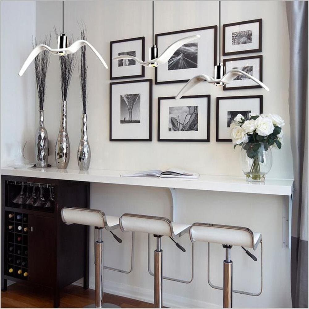 TQ Personalized Seagull Pendant Lighting Post-Modern Creative Dining Room Bedroom Living Room Hotel Lobby Decorative Lighting Round Ceiling Tray, White [Energy Class A++]