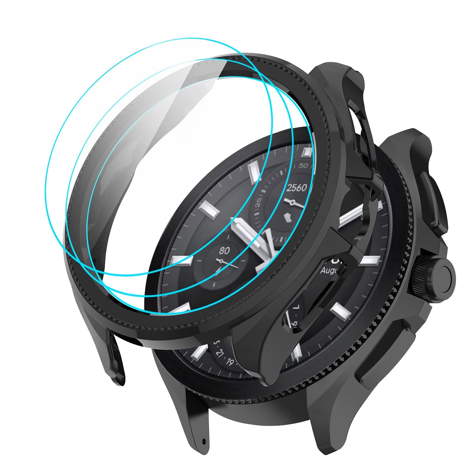 GIOPUEY[1+3 Pack] Case Compatible with Xiaomi Watch 2 Pro, with Screen Protector, Hard Plastic Material, Anti-Bump, Xiaomi Watch 2 Pro Cover - black