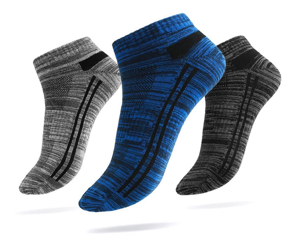 Cutton socks, 168N combed compact spinning, elastic scocks fit for running, no-show, 3 Pairs, Black, Grey, Blue