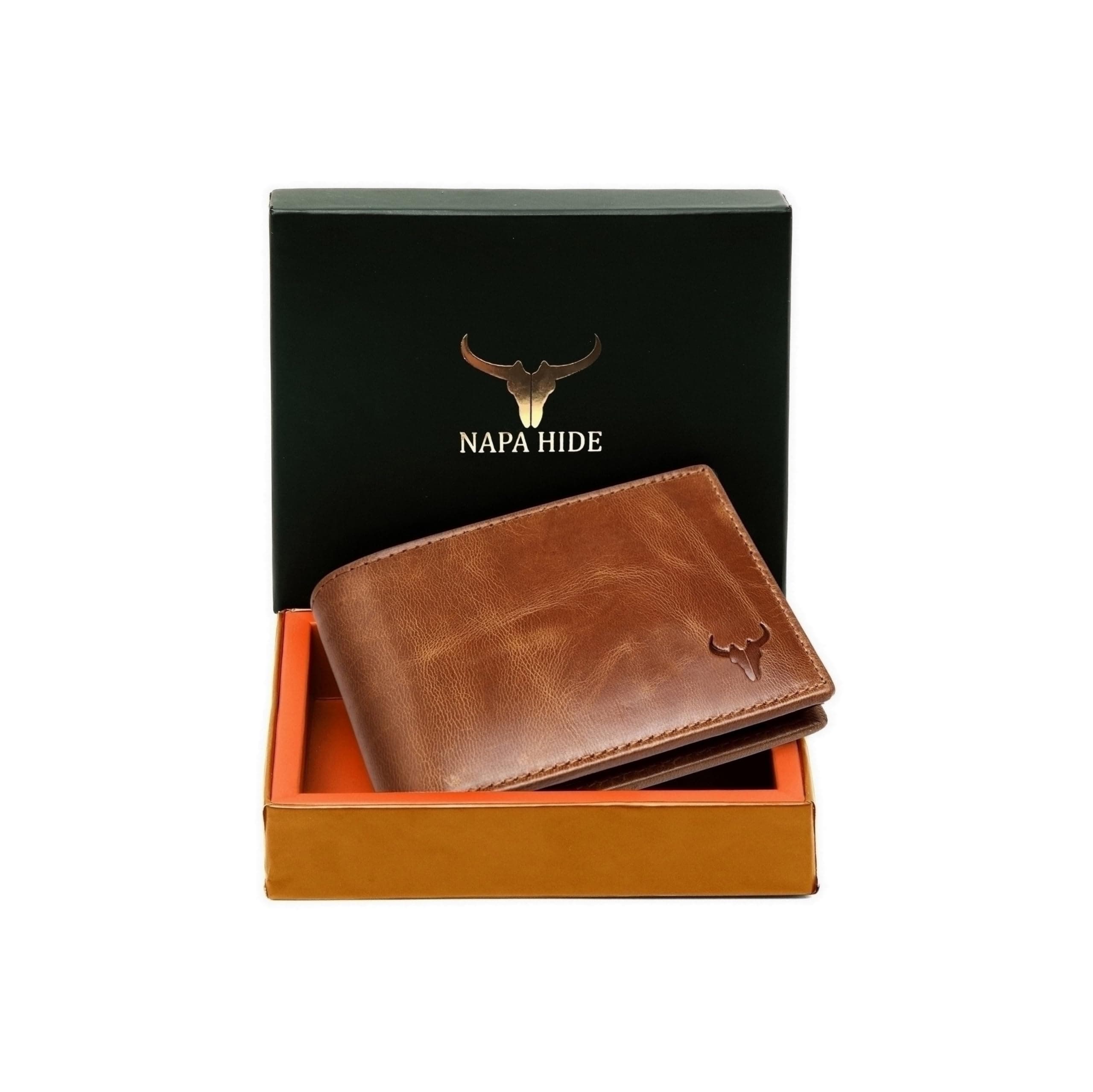 NAPA HIDE Leather Wallet for Men I Handcrafted I Multiple Credit/Debit Card Slots I 2 Currency Compartments I 2 Secret Compartments