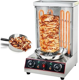 Shawarma Grill Machine, Electric Vertical Rotisserie with 2 Burners, Rotating Chicken Rotisserie Machine Broiler Gyro with Shovel