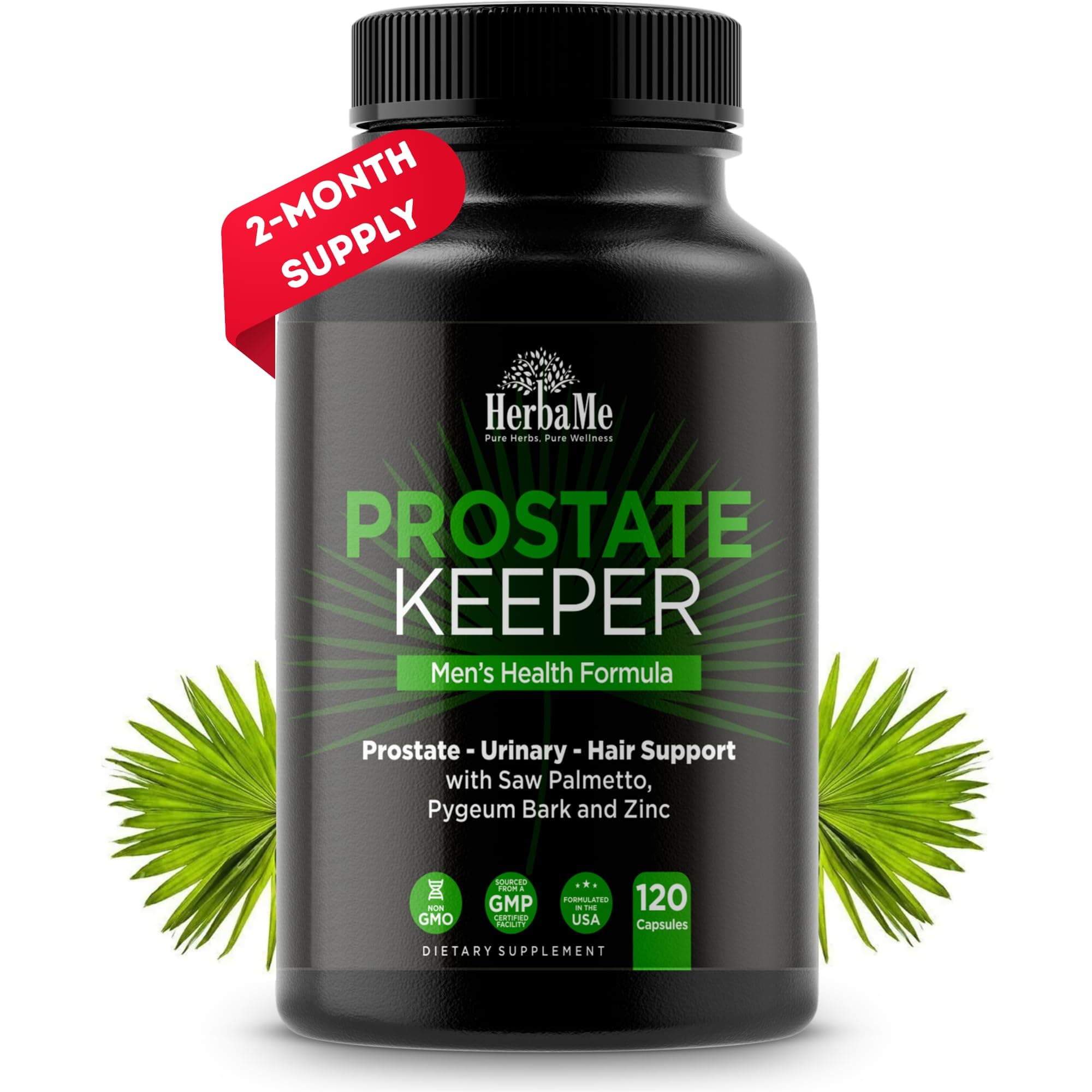 Prostate Keeper, Prostate Support Supplement for Men with Saw Palmetto, Pygeum Bark, Pumpkin Seed and Zinc, Urinary Tract Health and Hair Growth, DHT Blocker and Bladder Control, 120 Capsules
