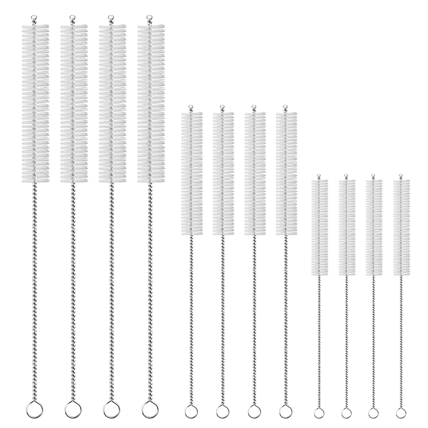 Extra Long 12 Pieces Drinking Straw Cleaning Brush Kit, 12 Inches, 10 Inches and 8 Inches Straw Cleaner, Bendable Straw Brush For Multiple Size Straws