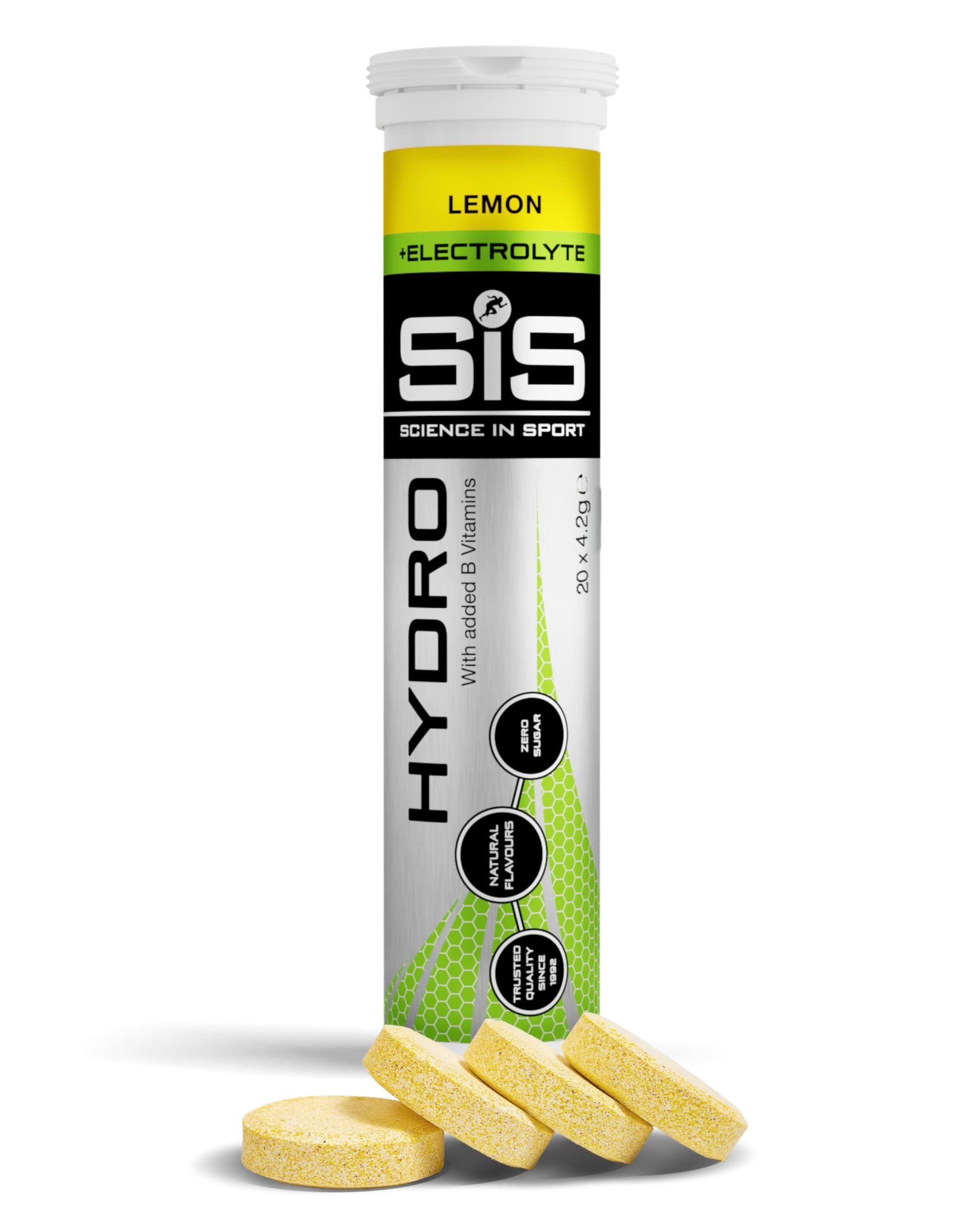 Science In Sport Hydro Electrolyte Tablets | Sugar Free Hydration Tablets | Essential Electrolytes to Reduce Fatigue & Aid Rehydration | Gluten Free | Lemon Flavour | 20 Servings | 1 Pack