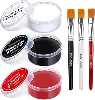 Black + White + Red Oil Face Body Paint Set, Large Capacity Professional Paint Palette Kit with Brushes for Art Theater Halloween Party Cosplay Clown Sfx Makeup for Adults