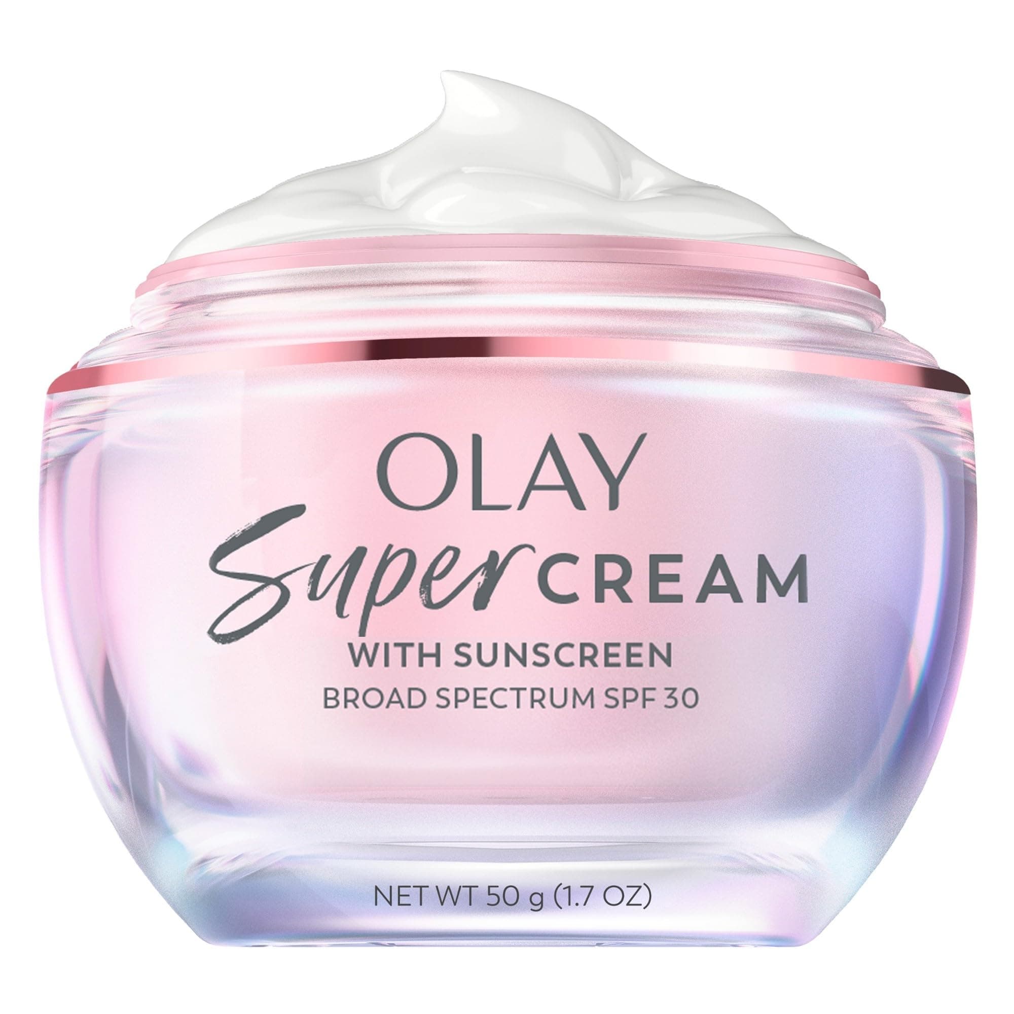 Super Cream with Sunscreen SPF 30, Lightweight Face Moisturizer with Sun Protection, 5-in-1 Skin Care Benefits - Hydrating, Brightening, Firming - Niacinamide, Vitamin C, Collagen Peptide, 1.7 oz