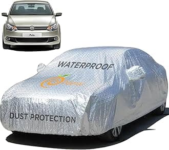 EnewEnew Textured Waterproof with Triple Stitching Car Cover for Volkswagen Polo - Ultimate Body & Mirror Protection, UV Resistant, Dustproof, without Antenna Pockets (Silver Look)