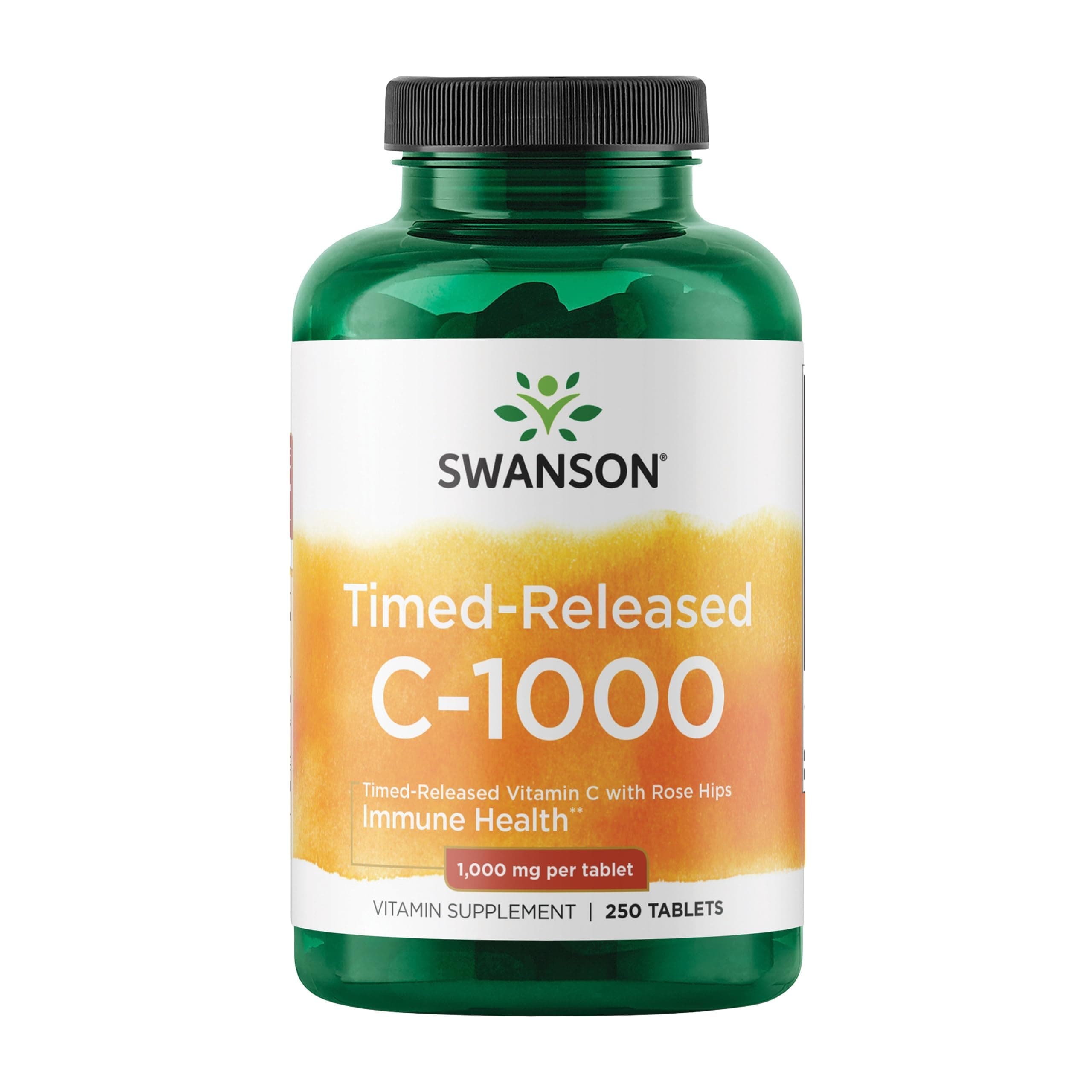 Timed-Release Vitamin C with Rose Hips Immune System Support Skin Cardiovascular Health Antioxidant Supplement 1000 mg 250 Tablets
